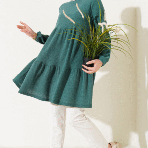 Layered Tree Bark Tunic Green