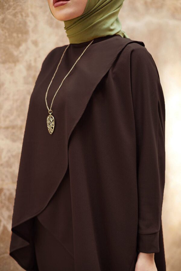 MDI Skirt and Tunic Two-Piece Set Brown