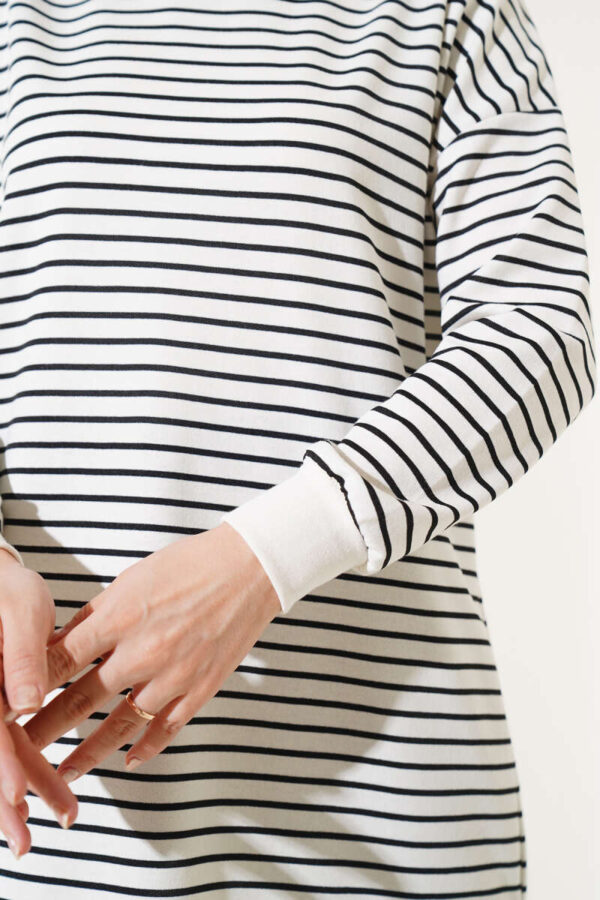 Striped Bicycle Collar Two-Ply Tunic Black - Image 4