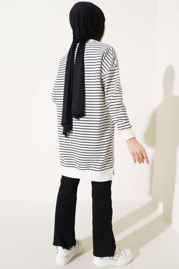 Striped Bicycle Collar Two-Ply Tunic Black - Image 2