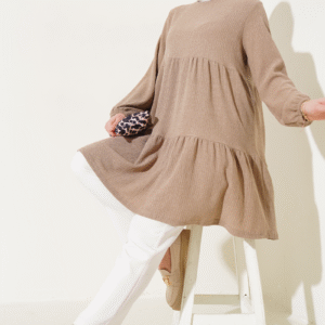 Layered Tree Bark Tunic Camel