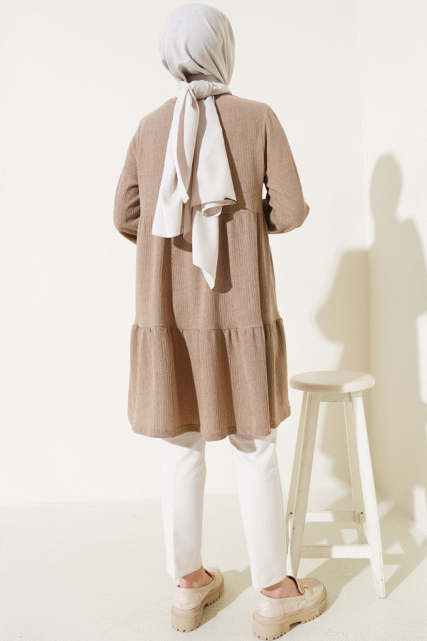 Layered Tree Bark Tunic Camel - Image 2