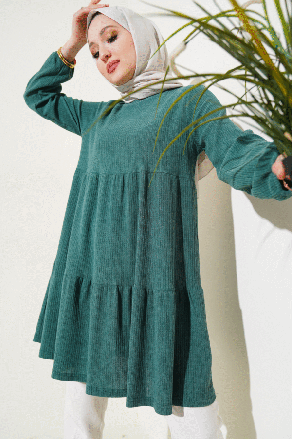 Layered Tree Bark Tunic Green - Image 4