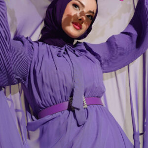 Pleated Sleeve Dress Lilac