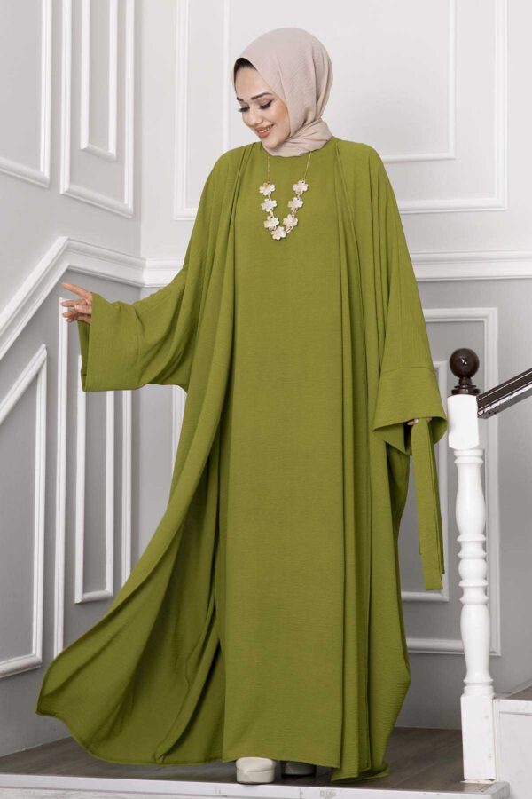 Leyli Hijab Abaya Set Pistachio Green - Image 6