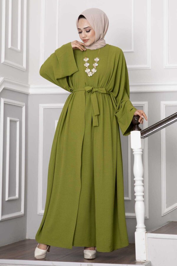 Leyli Hijab Abaya Set Pistachio Green - Image 4