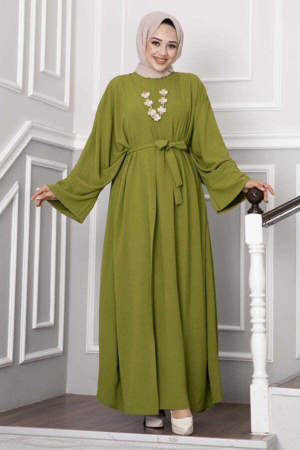 Leyli Hijab Abaya Set Pistachio Green - Image 3
