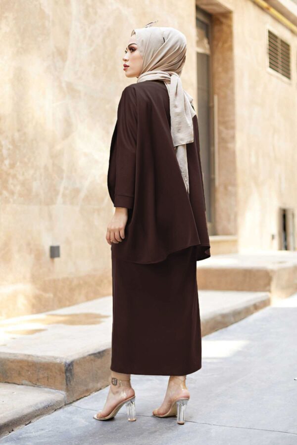 MDI Skirt and Tunic Two-Piece Set Brown - Image 2